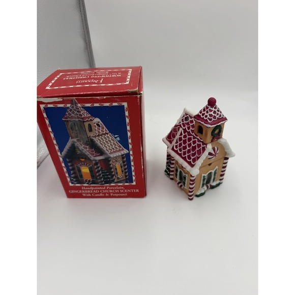 Other - Vintage Handpainted Porcelain Gingerbread Church Scenter Candle